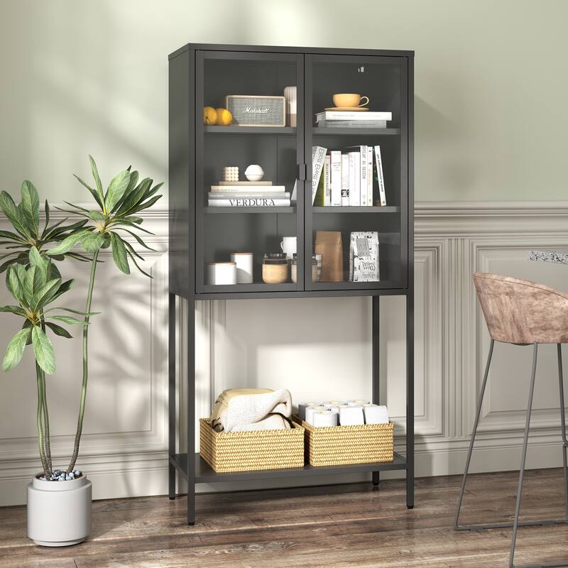 Tall Bookcase Modern Bookshelf Cabinet for Home Office, Living Room