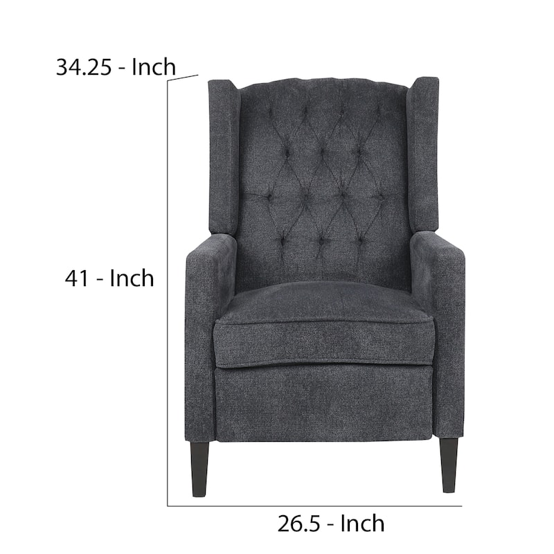 Recliner Chair with Button Tufted Pushback and Sleek Arms, Black