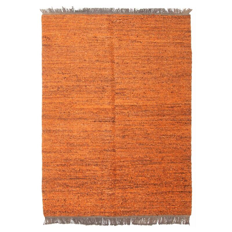 ECARPETGALLERY Flat-Weave Natural Burnt Orange Wool Tapestry Kilim - 4'9 x 6'6 - Burnt Orange - 4'9 x 6'6
