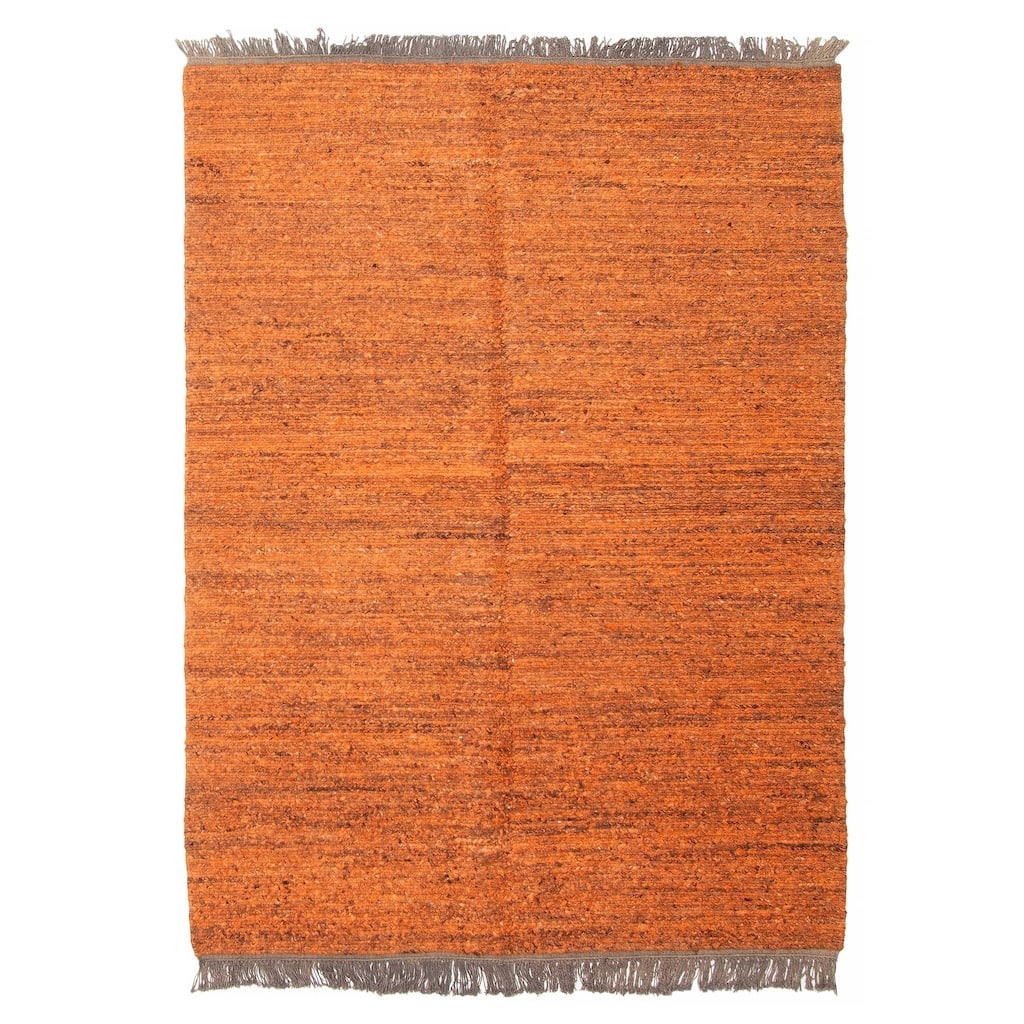 ECARPETGALLERY Flat-Weave Natural Burnt Orange Wool Tapestry Kilim - 4'9 x 6'6