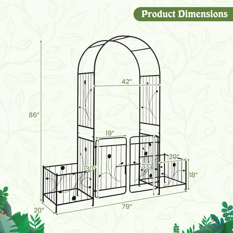 Costway 87" Garden Arbor Arched Lockable Gate Top Arbor Trellis with - See Details