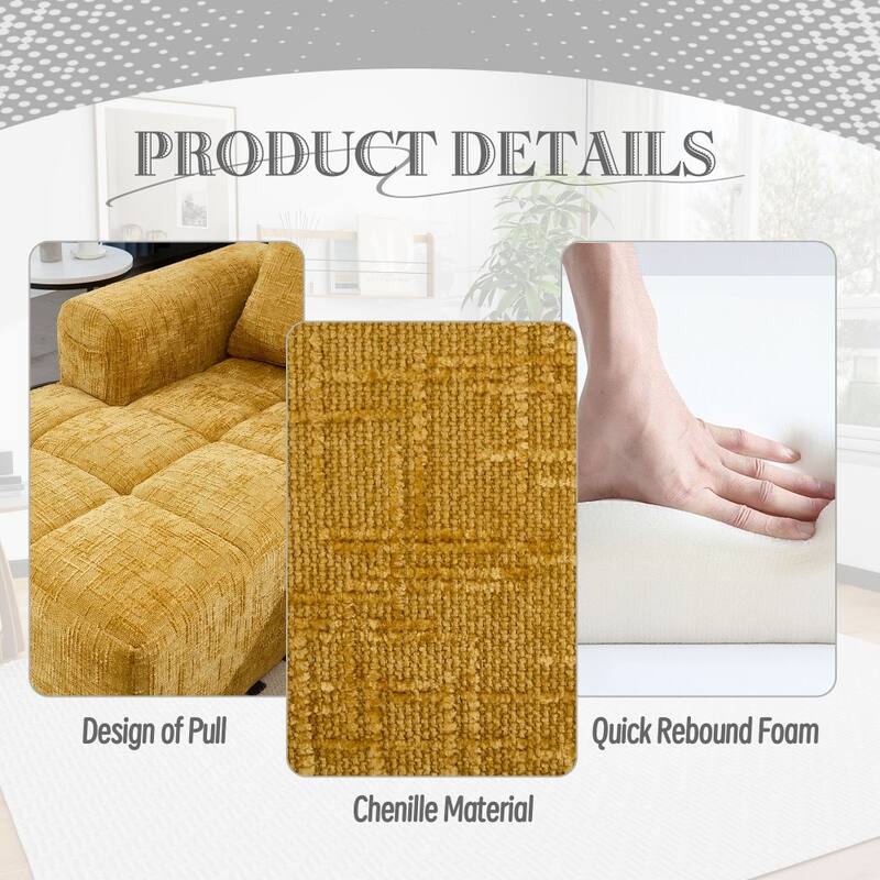 98.42" Modern Chenille L-shaped Modular Sectional Sofa with Chaise Lounge and Small Side Pockets