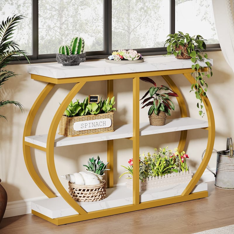 41.3" Console Table, Industrial 3-Tier Entryway Table