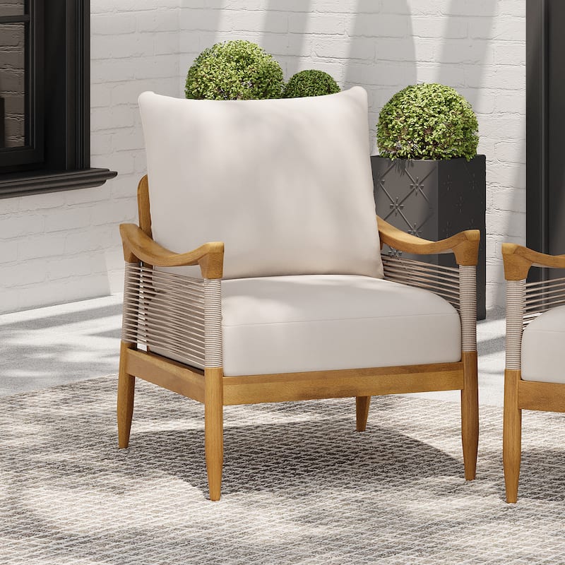Christopher Knight Home - Riviera Acacia Wood Patio Club Chair with Woven Rope Accents
