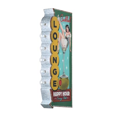 Metal LED Cocktail Lounge Every Nite Marquee Wall Sign - 23.75" x 9" x 3"