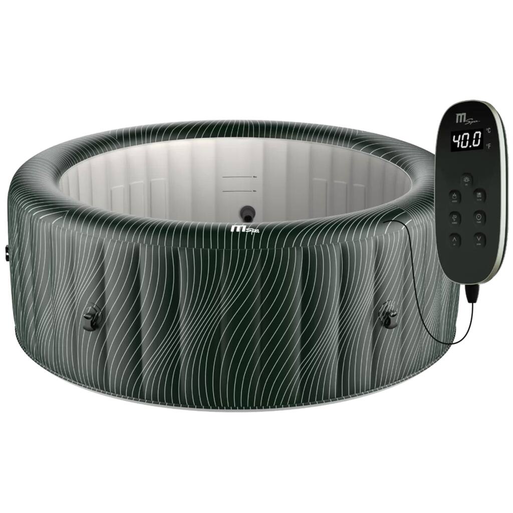 MSpa Round Inflatable Bubble Spa, 4 to 6 Person Hot Tub with LED Lights, Meteor - 60.6