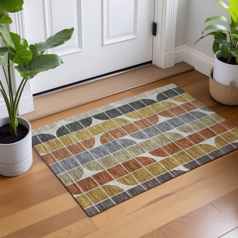 Machine Washable Indoor/ Outdoor Modern Finch Chantille Rug