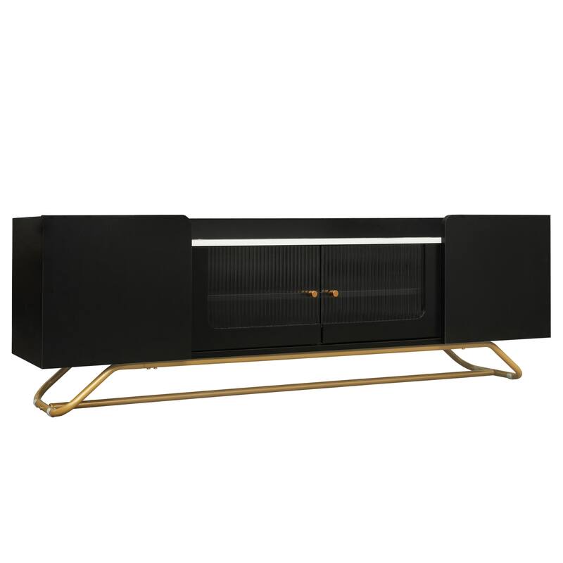 TV Console Table with Gold Frame Base