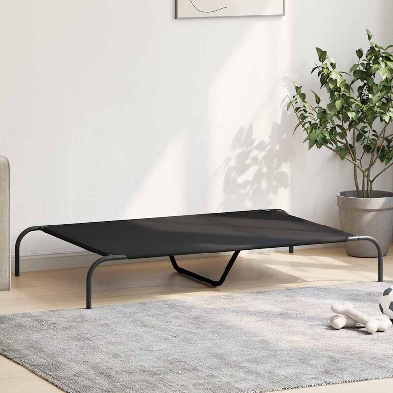 vidaXL Elevated Dog Bed Raised Dog Cot Puppy Sleeping Bed Black Textilene