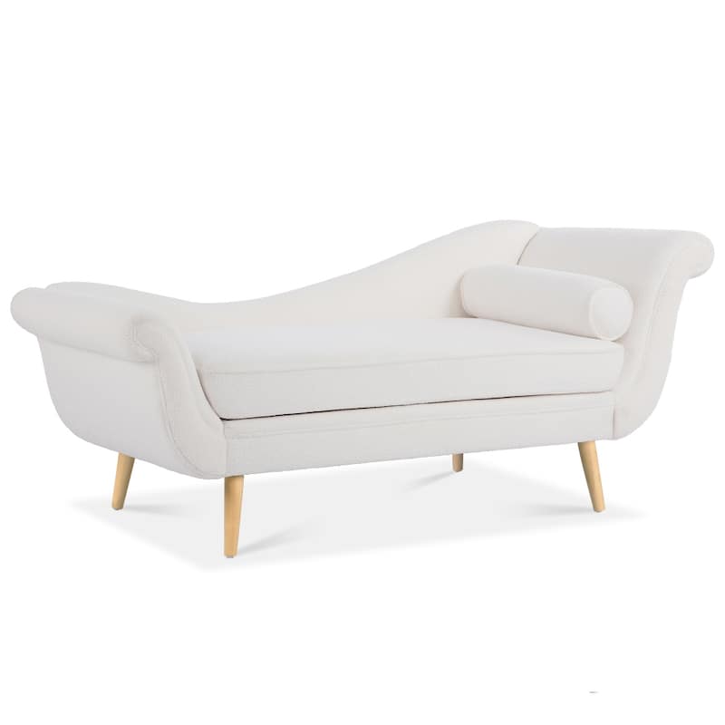 White Calvert Contemporary Chaise Lounge with Scroll Arms