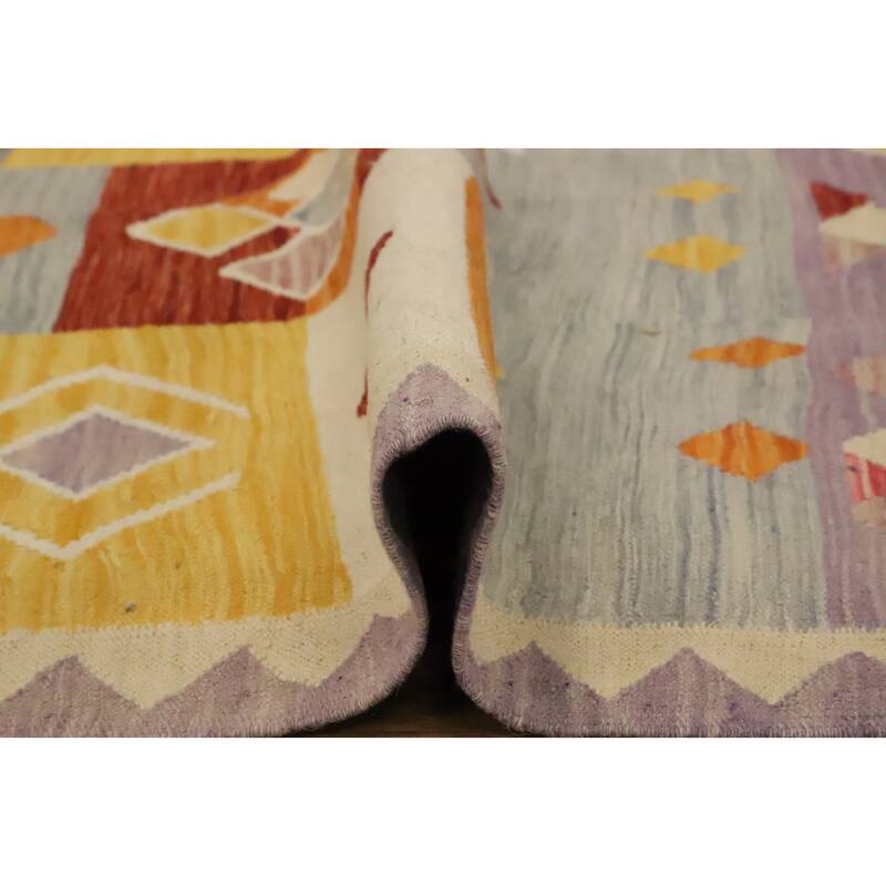 Hand Woven Oriental 100% Wool Carpet Southwestern Tribal Multi-Colored Kilim Area Rug - 6' 2'' X 4' 0''