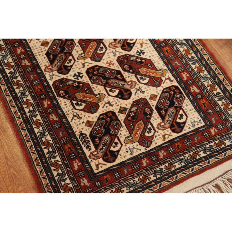 Vegetable Dye Qashqai Persian Runner Rug Handmade Wool Carpet - 2'5"x 14'5"