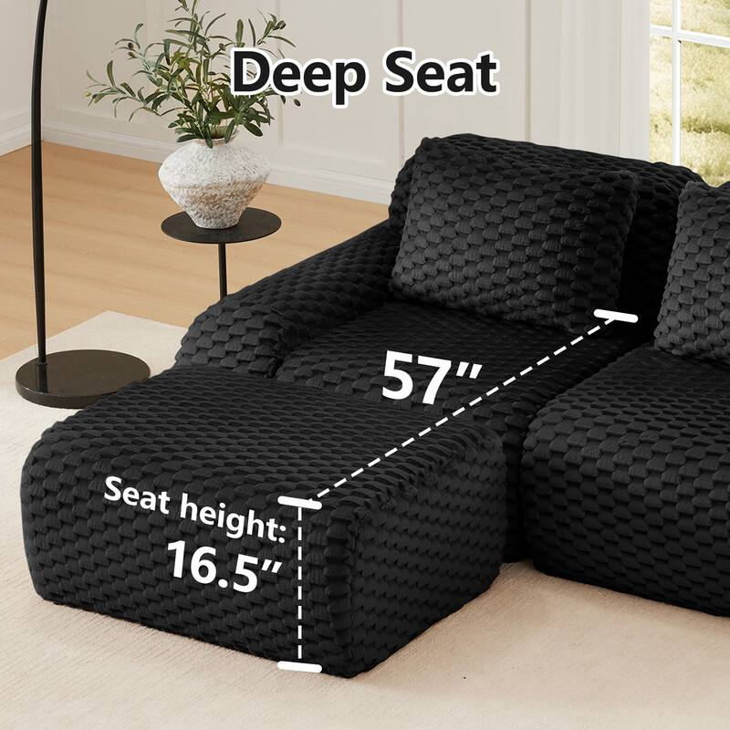 82" Modern L-Shaped Modular Sectional Sofa for Living Room,Flannelette Fabric,Oversized 2-Seater Couch,boneless sofa