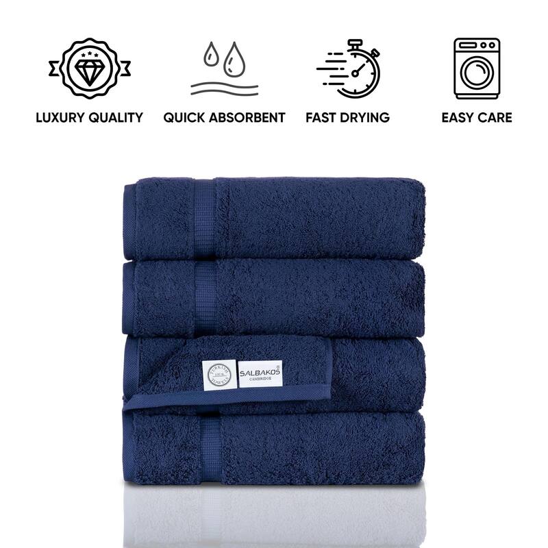 Salbakos Cotton Bath Towels Turkish Cotton Soft Absorbent Set of 4 - 27x54