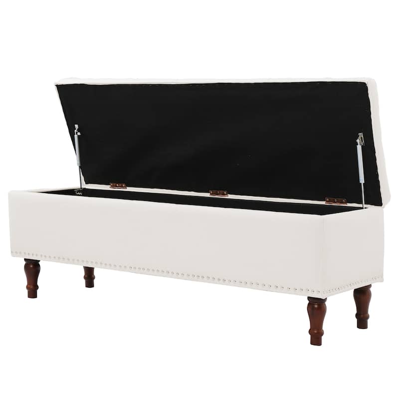 Tufted Storage Bench, Upholstered Ottoman with Storage for Bedroom - 50.8" W X 17.1" D X 18.3" H