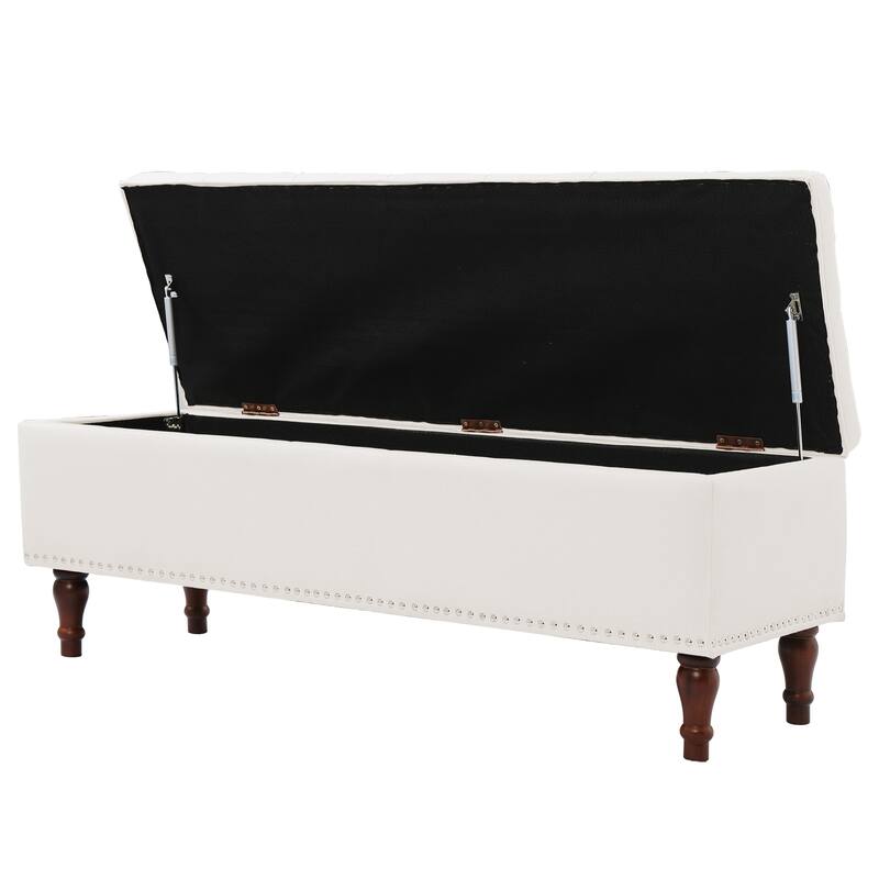 Tufted Upholstered Storage Bench Ottoman with Hidden Storage for Bedroom, or Living Room