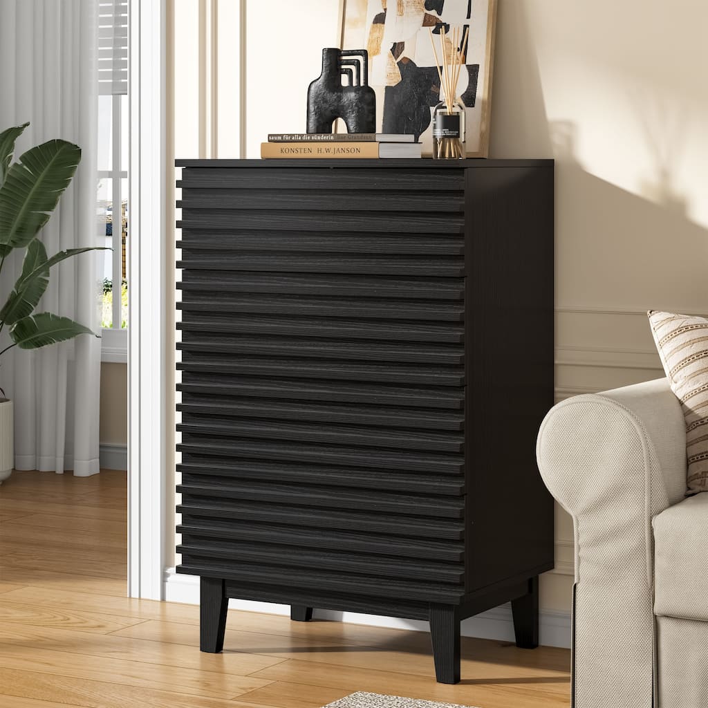 Fluted 4 Drawer Dresser 36" Tall Modern Chest of Drawers