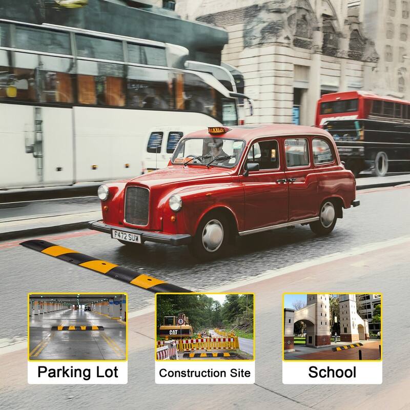 1Pcs 6 ft. Rubber Speed Bump 2-Channel Garage Speed Bump - N/A