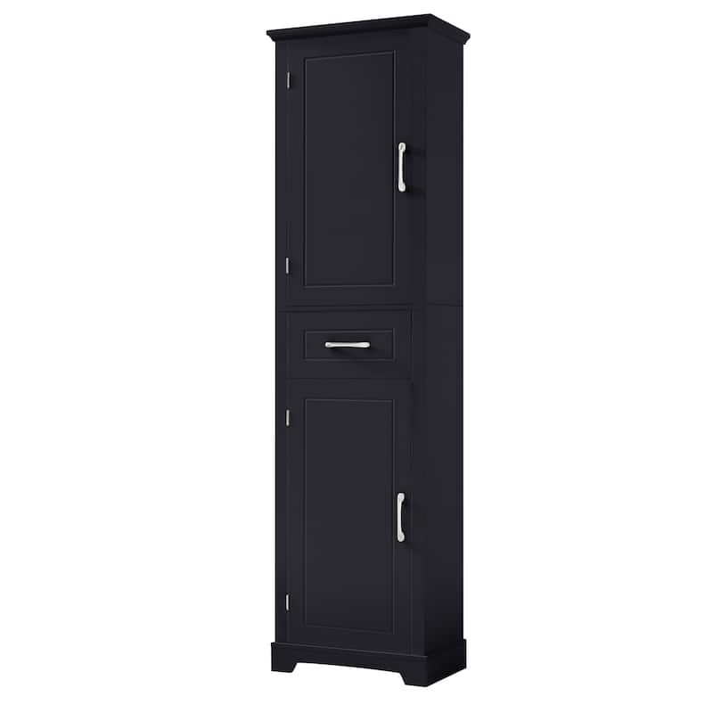 GDF Studio - Peter Modern MDF Tall Bathroom Storage Cabinet with Adjustable Shelves and Two Doors