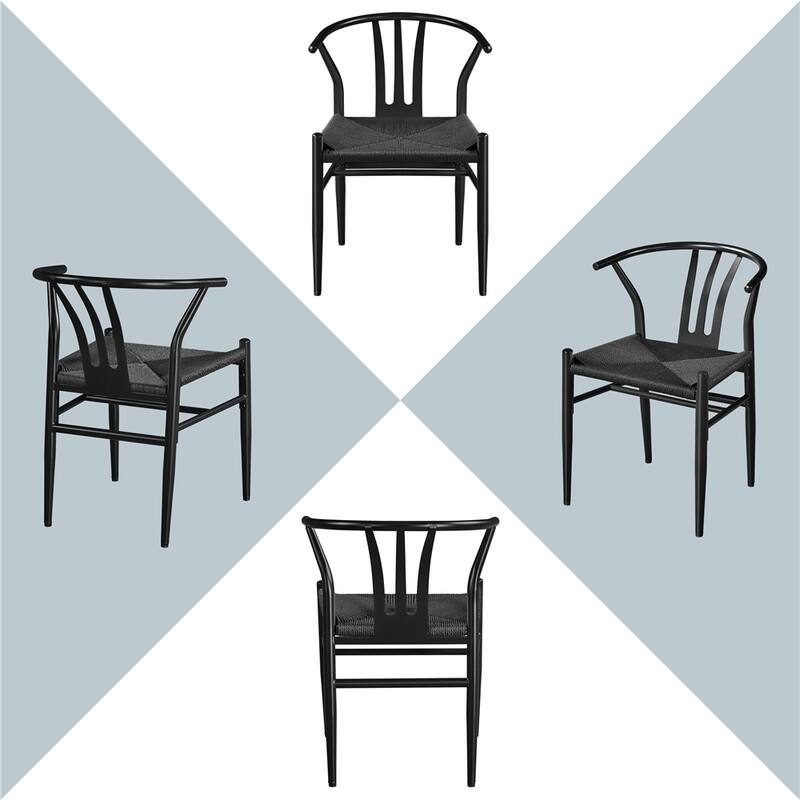 Yaheetech 2PCS Modern Weave Arm Chair With Open Backrest