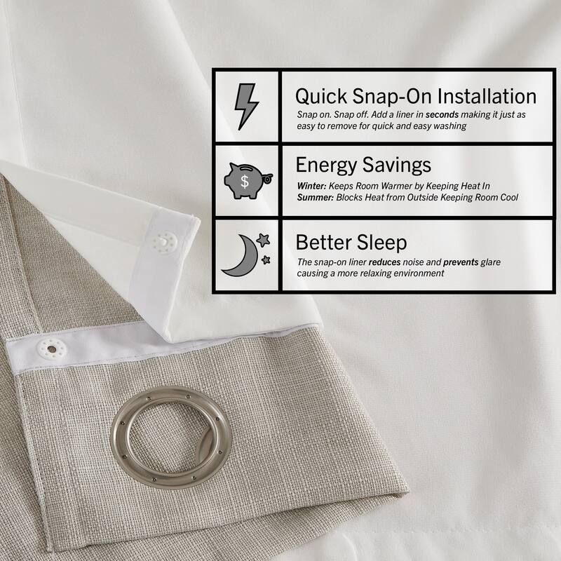 Sun Barrier Snap In Blackout Liner Grommet Panel Pair
