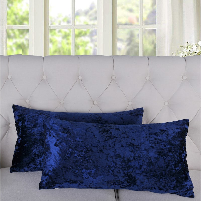 Rancho Crushed Velvet Throw Pillow Cover Set, NO INSERT - 14" x 26" - Blue