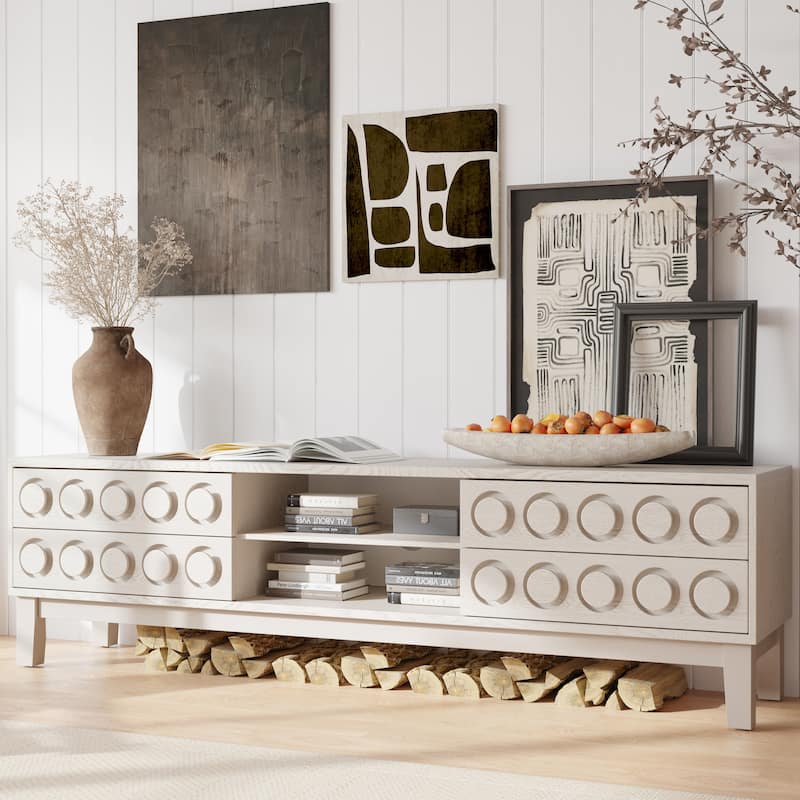 Media Console TV Console Table with Drawers and Cable Management