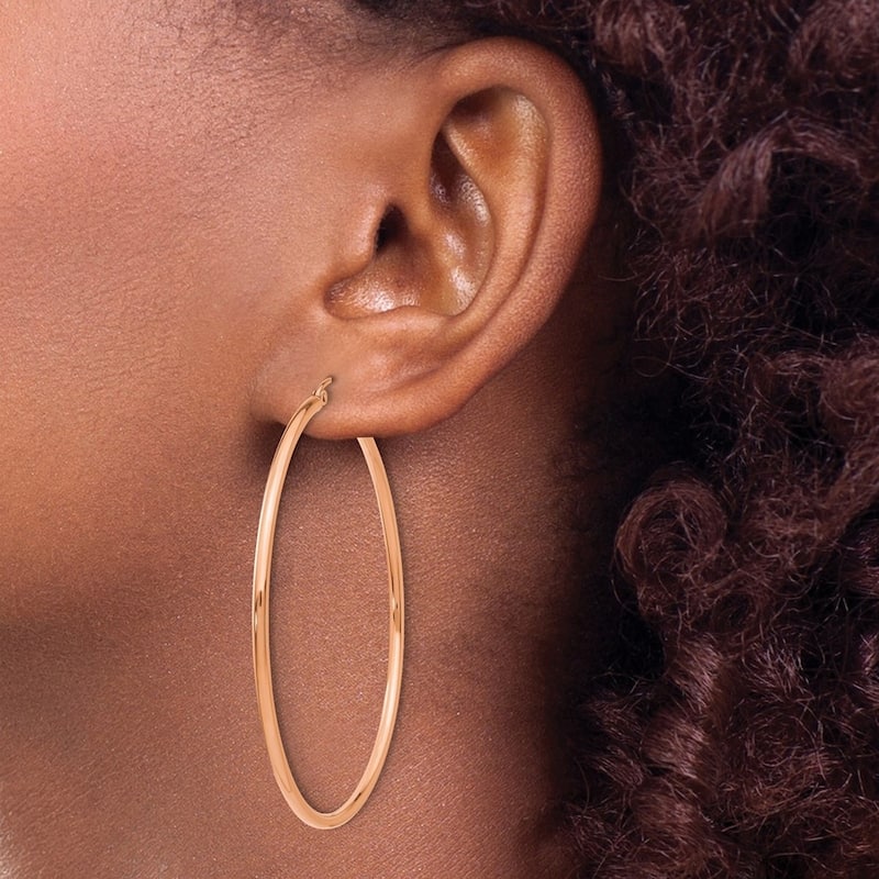 Curata 14k Rose Gold Polished Lightweight Tube Hoop Earrings - 57.25x56mm