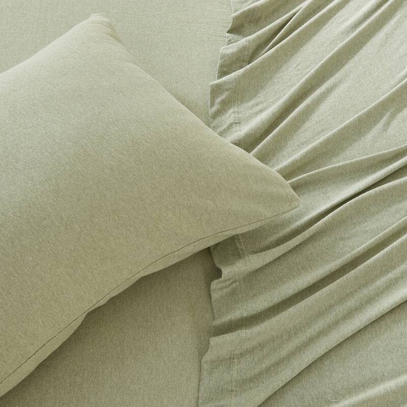 Linery & Co. Heathered Melange Cotton Jersey Knit Sheet Set