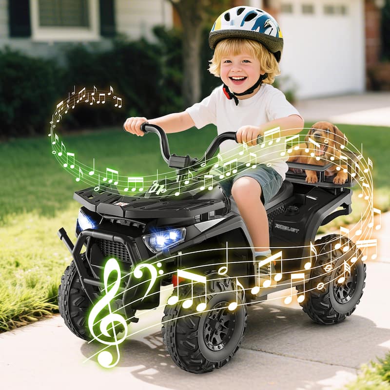 Kids Ride-On ATV with 4-Wheel Shock Absorbers and LED Lights Music Player USB Charging Port - 35" × 19" × 24" (L x W x H)