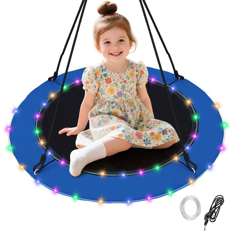 Costway 40'' Saucer Tree Swing 660 LBS for Kids Adults Outdoor with - See Details - Blue