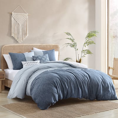 Riverbrook Home Jessup 5 PC Solid Chambray With Decorative Pillows.