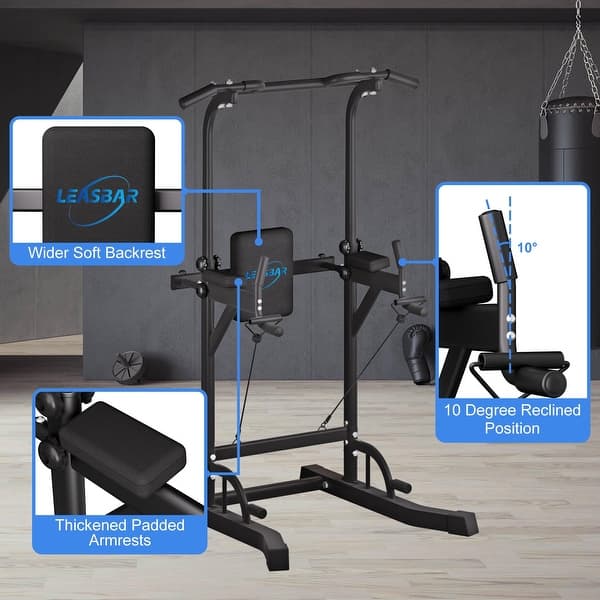 MAXSTRENGTH Pull up Power Tower panca per esercizi a casa e palestra, set multi funzione per allenamento fitness (solo panca per esercizi