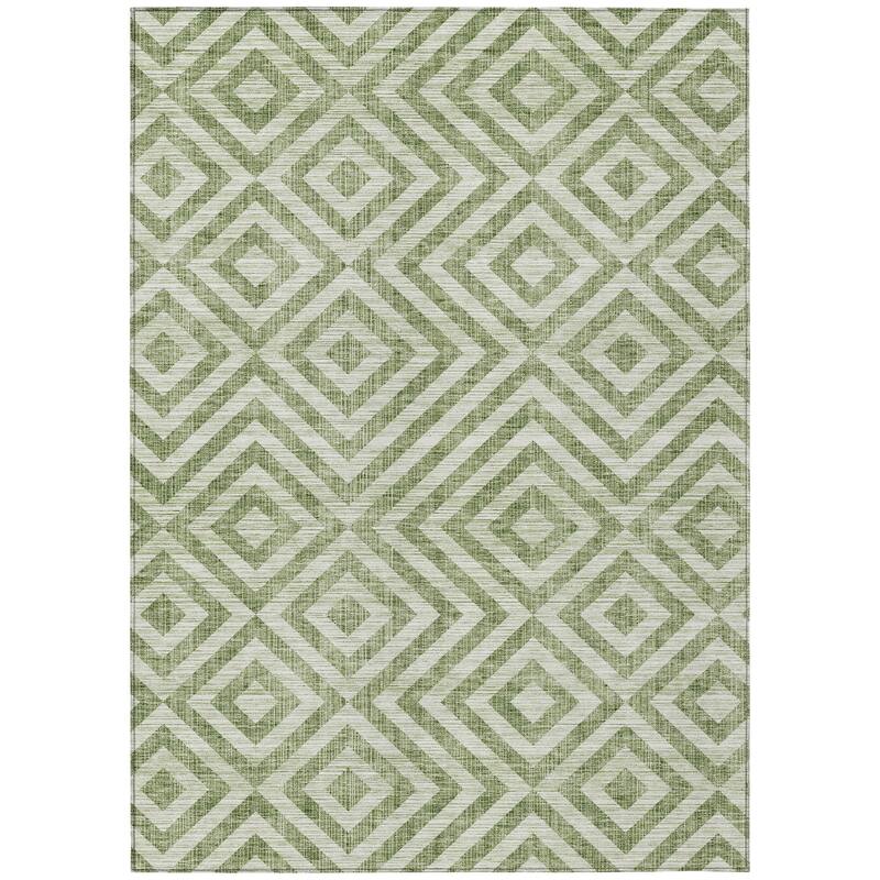 Machine Washable Indoor/ Outdoor Chantille Diamond Geo Rug
