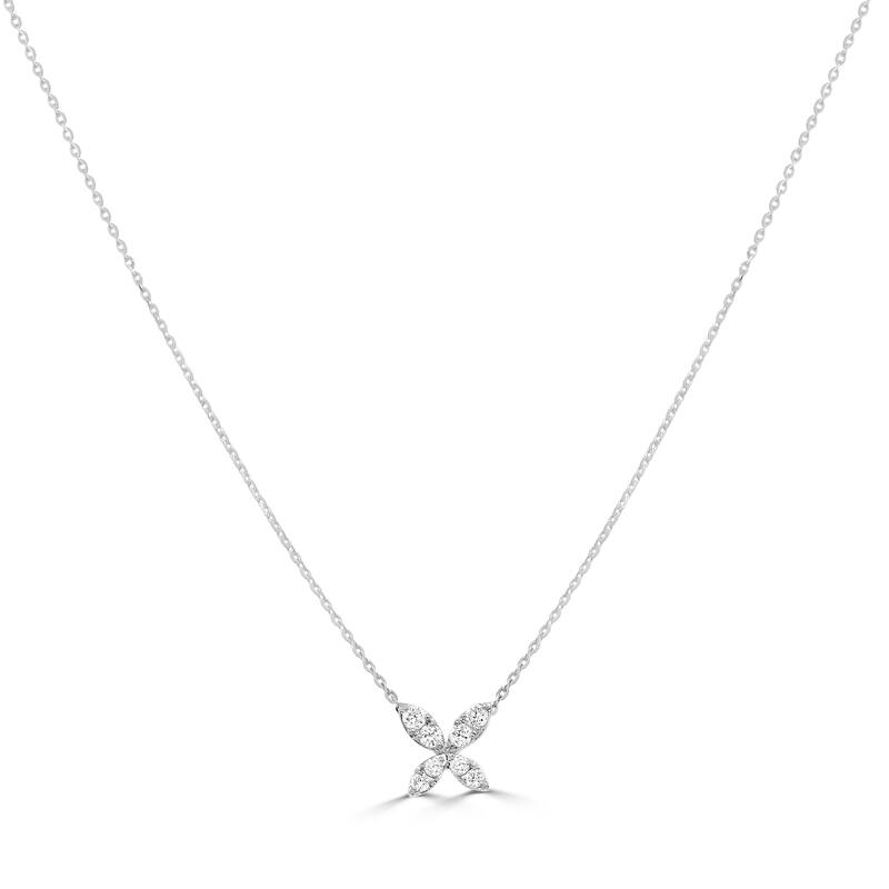 Joelle Collection 14K Gold Diamond Butterfly Necklace - White