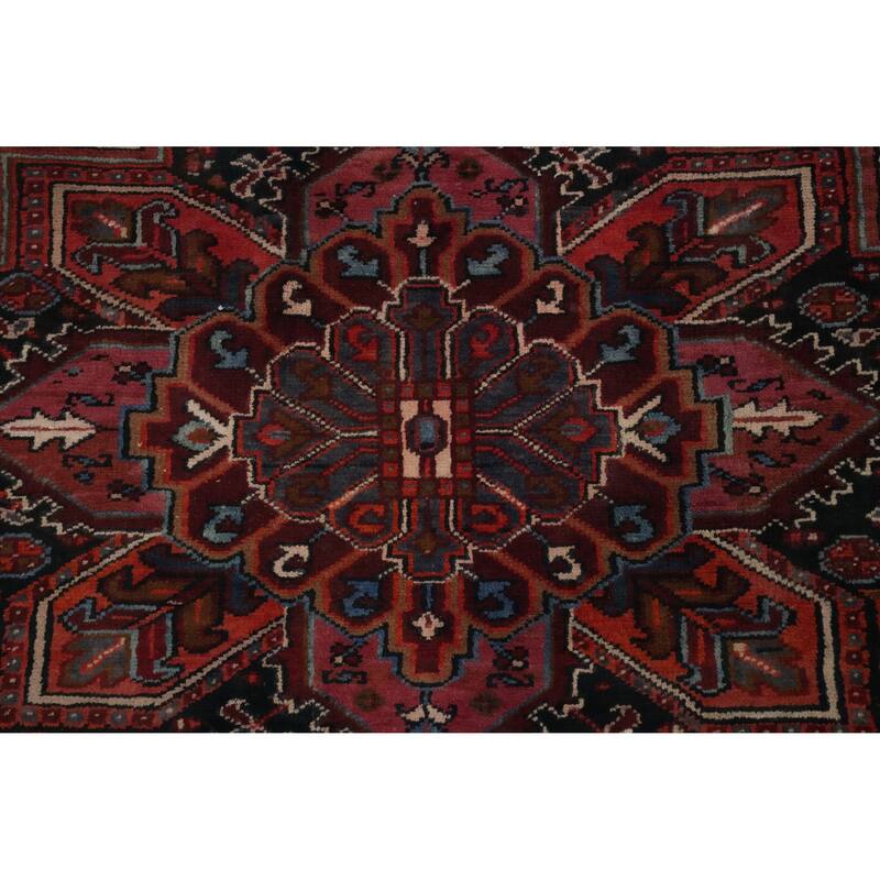 Hand Knotted Oriental 100% Wool Carpet Traditional Medallion Oranges & Rust Heriz Area Rug - 9' 4'' X 7' 2''