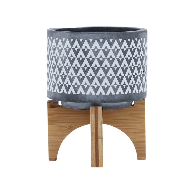 Sagebrook Home Elegant Ceramic Planter on Wooden Stand - Perfect for Modern Home Decor and Plant Lovers
