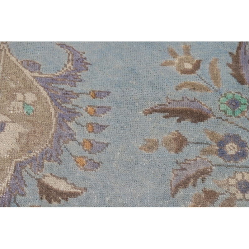 Light Blue Tabriz Persian Rug Traditional Hand-Knotted Wool Carpet - 9'9"x 12'9"