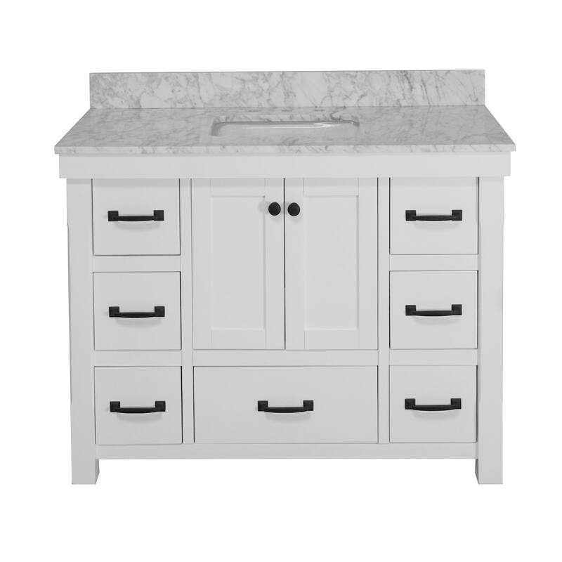 KitchenBathCollection Tuscany 48" Bathroom Vanity with Carrara Marble Top