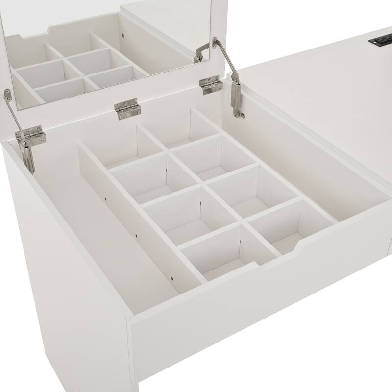 Versatile Makeup Vanity with Mirror and Charging Station