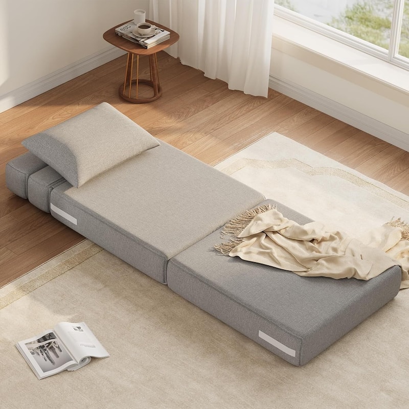 Folding Sofa Bed Convertible Floor Couch with Upgraded Pillow for Living Room, Dorm