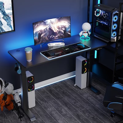 Futzca Height Adjustable Electric Standing Desk Sit Stand Computer Stand up Desk with Splice Board(Black)