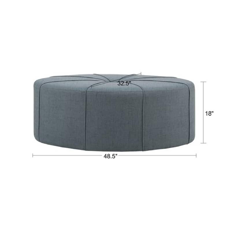 Roomfitters 48-Inch Large Oval Cocktail Ottoman, Modern Upholstered Coffee Table Footstool for Living Room