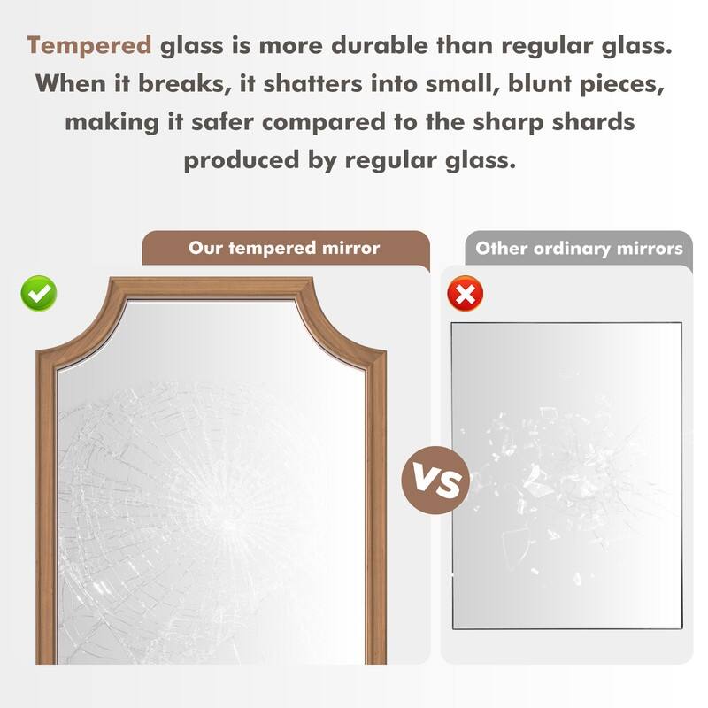 Full Scalloped Corners Arch Farmhouse Wall Mirror with Wood Frame