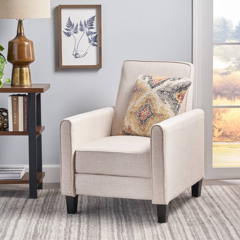 Roomfitters Fabric Push Back Chair for Elegant Home Decor, Navy Blue - Beige