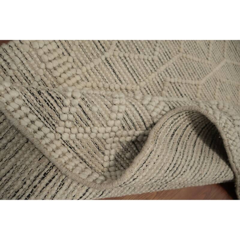 Hand Knotted Oriental 100% Wool Carpet Modern Geometric Beige & Ivories Modern Gotti Design Area Rug - 7' 4'' X 4' 11''