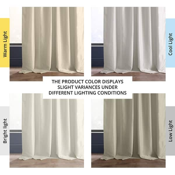 Exclusive Fabric Off-white Textured Faux Dupioni Silk Curtain Panel 