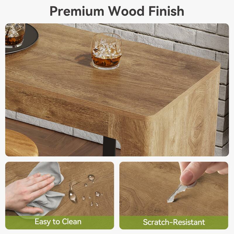 63" Long Bar Table for Kitchen, Dining Room, Wooden Counter Height Bar Table