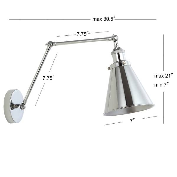 dimension image slide 1 of 14, Rover 7" Adjustable Arm Metal LED Wall Sconce by JONATHAN Y