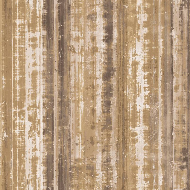 Galerie Wallcoverings Rusty Corrugated Metal Effect Non-woven Matte Wallpaper Roll - 33 feet long x 21 inches wide - Gold